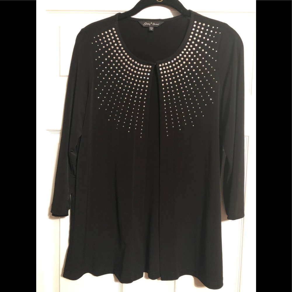 Slinky Brand Black Studded Front Cardigan